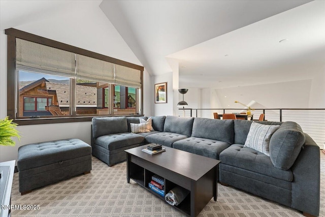 33 Beach Club Dr Unit 506, Stateline, NV 89449 - living area with light carpet and high vaulted ceiling