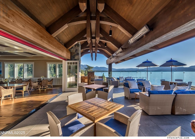 33 Beach Club Dr Unit 506, Stateline, NV 89449 - view of patio featuring outdoor dining area and a mountain view