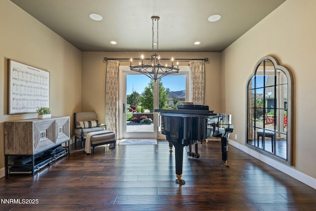 1020 N Cantlon Ln, Reno, NV 89521 - sitting room featuring a chandelier, hardwood / wood-style floors, recessed lighting, and baseboards