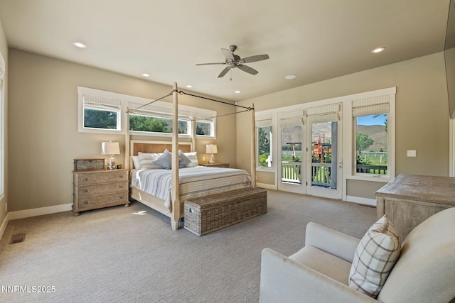 1020 N Cantlon Ln, Reno, NV 89521 - bedroom featuring access to exterior, multiple windows, carpet floors, and recessed lighting