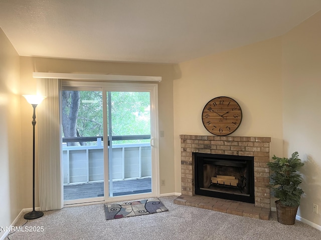 555 E Patriot Blvd, Reno, NV 89511 - carpeted living area featuring a fireplace and baseboards