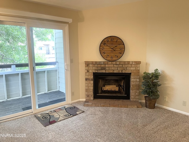 555 E Patriot Blvd, Reno, NV 89511 - detailed view of carpet, a brick fireplace, and baseboards