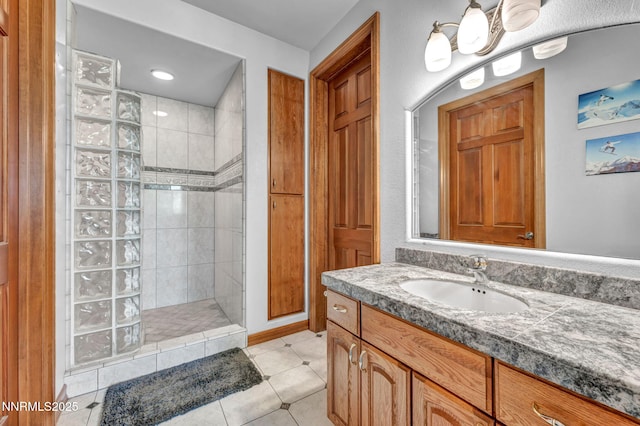 14210 Wild Quail Ct, Reno, NV 89511 - full bathroom featuring walk in shower, vanity, and tile patterned floors