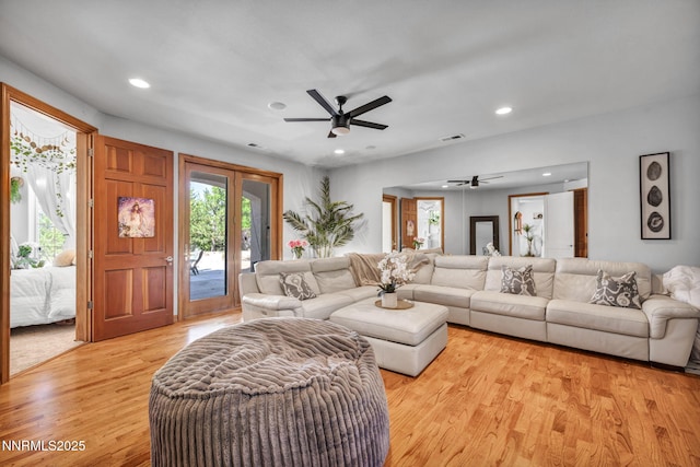 14210 Wild Quail Ct, Reno, NV 89511 - living area with ceiling fan, light wood finished floors, and recessed lighting