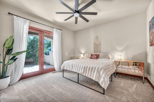 14210 Wild Quail Ct, Reno, NV 89511 - carpeted bedroom with access to exterior and a ceiling fan