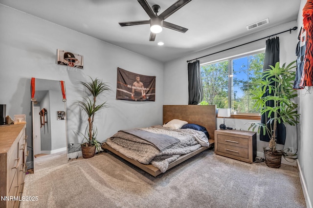 14210 Wild Quail Ct, Reno, NV 89511 - bedroom with carpet floors, a ceiling fan, and recessed lighting