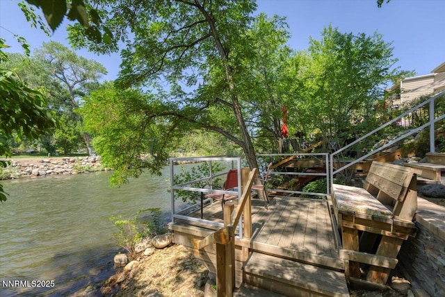 1308 Jones St, Reno, NV 89503 - dock area with a deck with water view and stairway