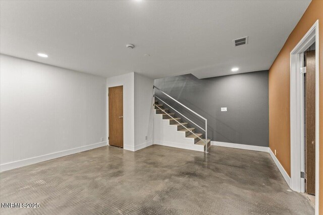 1308 Jones St, Reno, NV 89503 - below grade area with stairway, baseboards, and recessed lighting