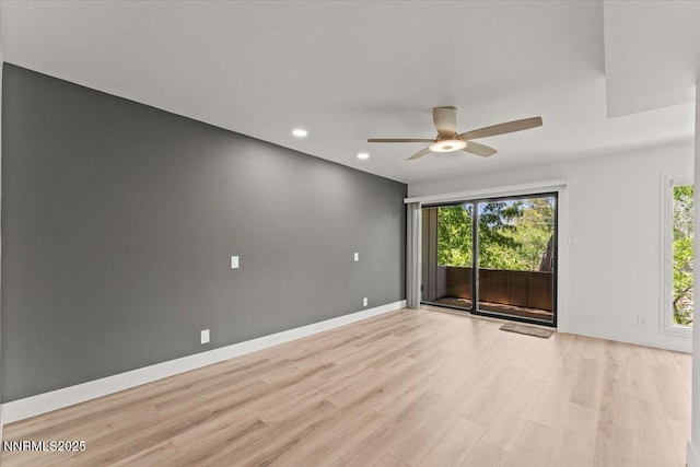 1308 Jones St, Reno, NV 89503 - unfurnished room with a ceiling fan, light wood-style floors, recessed lighting, healthy amount of natural light, and baseboards