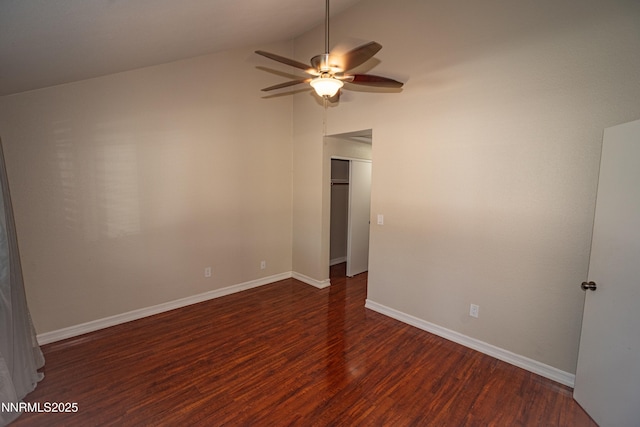 1169 Wagon Wheel Cir, Reno, NV 89503 - empty room featuring vaulted ceiling, a ceiling fan, and dark wood-type flooring