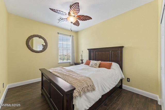 1955 Wind Ranch Rd Unit A, Reno, NV 89521 - bedroom with baseboards, dark wood-style floors, and a ceiling fan
