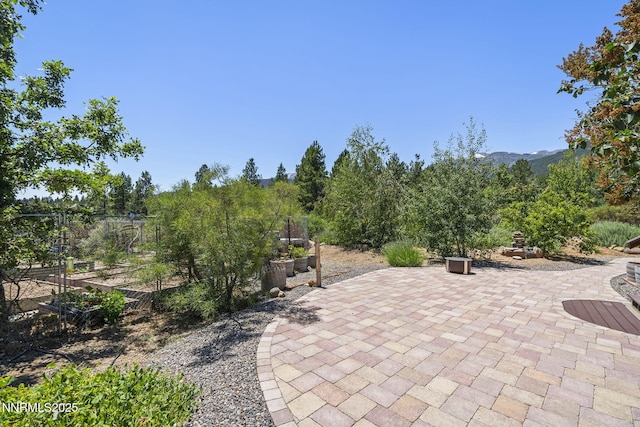 16460 Jefte Ct, Reno, NV 89511 - view of patio featuring a garden and a mountain view