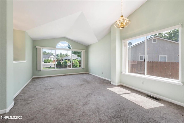 1290 Saddlehorn Ct, Minden, NV 89423 - interior space featuring vaulted ceiling, carpet floors, and a chandelier
