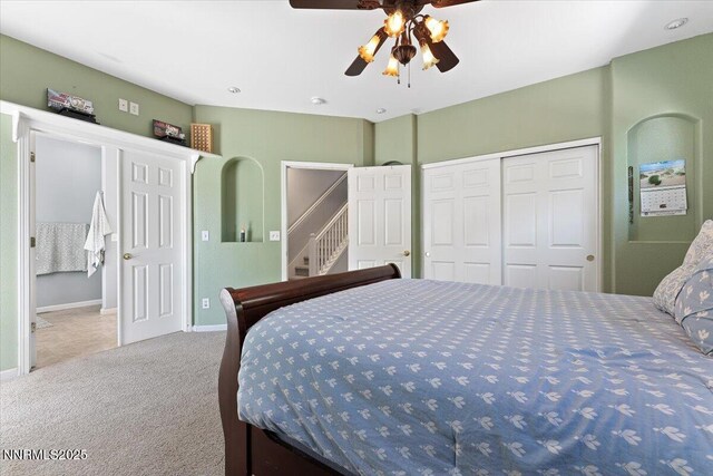 805 Samantha Cir, Fallon, NV 89406 - carpeted bedroom with a closet, baseboards, and ceiling fan