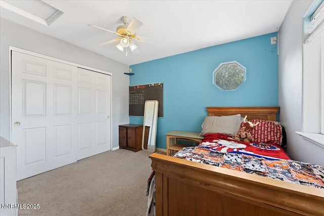 805 Samantha Cir, Fallon, NV 89406 - carpeted bedroom featuring a ceiling fan, a closet, and attic access