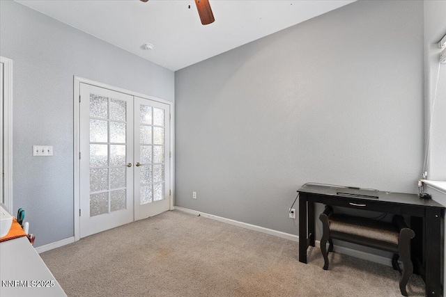805 Samantha Cir, Fallon, NV 89406 - office featuring french doors, carpet flooring, a ceiling fan, and baseboards