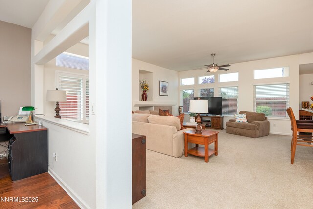 1781 Glen Cove Ct, Reno, NV 89521 - living room featuring ceiling fan, an office area, and baseboards