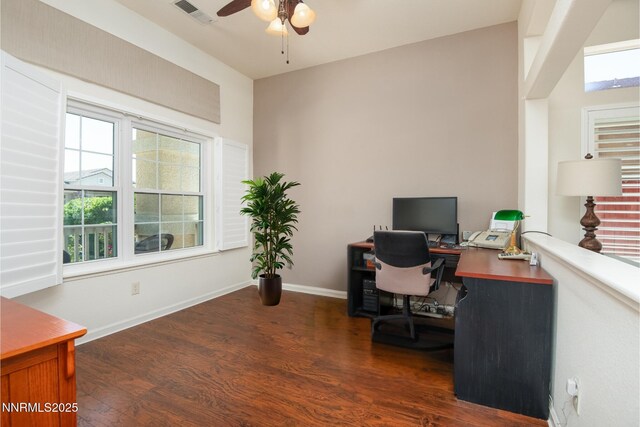 1781 Glen Cove Ct, Reno, NV 89521 - office area featuring wood finished floors, ceiling fan, and baseboards