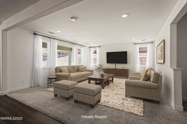 10450 Palladium Mine Dr, Reno, NV 89521 - living area featuring healthy amount of natural light, baseboards, wood finished floors, and recessed lighting