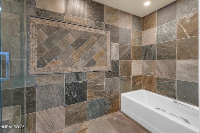 3467 Skyline Blvd, Reno, NV 89509 - full bath with tile walls, a bathtub, and recessed lighting