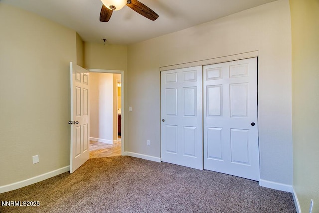 10595 Baton Ct, Reno, NV 89521 - unfurnished bedroom with carpet, a closet, baseboards, and a ceiling fan