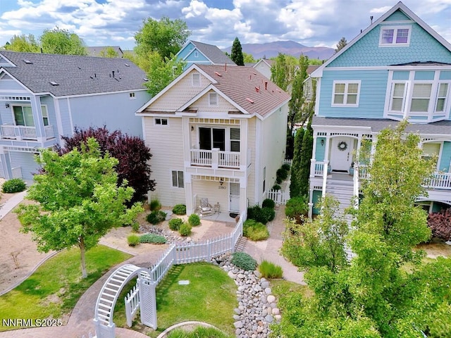 2180 Alamo Square Way, Reno, NV 89509 - view of front of home featuring a mountain view, a balcony, and stairway