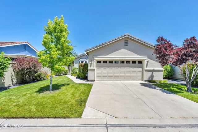 10559 Iron Point Cir, Reno, NV 89521 - ranch-style house featuring concrete driveway, a garage, stucco siding, and a tile roof