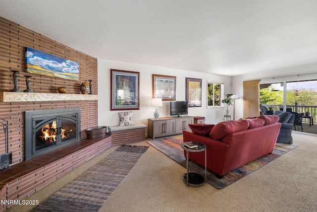 1435 Palisade Dr, Reno, NV 89509 - carpeted living area with a fireplace