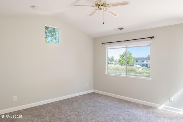 4734 Tierrapark Ct, Reno, NV 89502 - spare room featuring a smoke detector, healthy amount of natural light, a ceiling fan, carpet floors, and vaulted ceiling