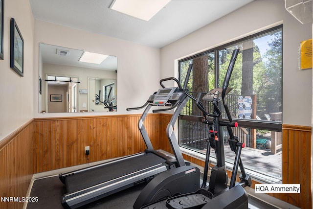 136 Juanita Dr Unit 53, Incline Village, NV 89451 - workout room with wainscoting and wooden walls