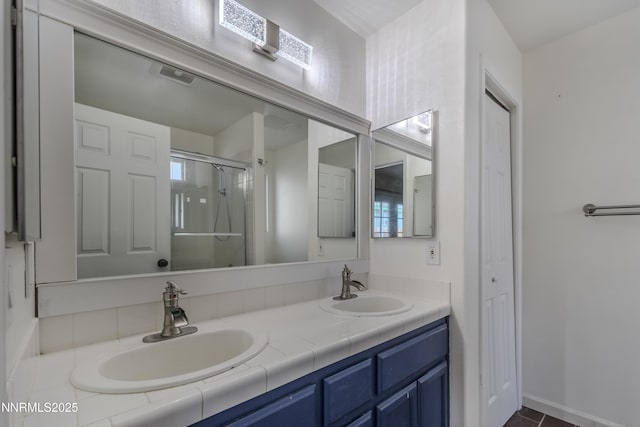 763 Canary Cir, Fernley, NV 89408 - full bath featuring double vanity and a stall shower