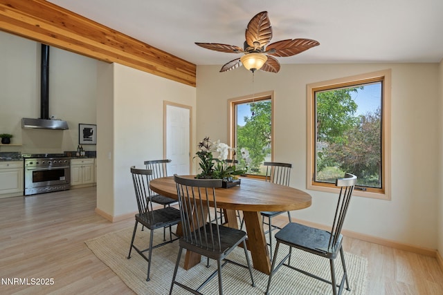 105 Rodeo Dr, Reno, NV 89508 - dining area with a ceiling fan, light wood-style floors, and baseboards