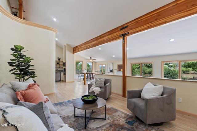 105 Rodeo Dr, Reno, NV 89508 - living area with wood finished floors, recessed lighting, baseboards, and a ceiling fan