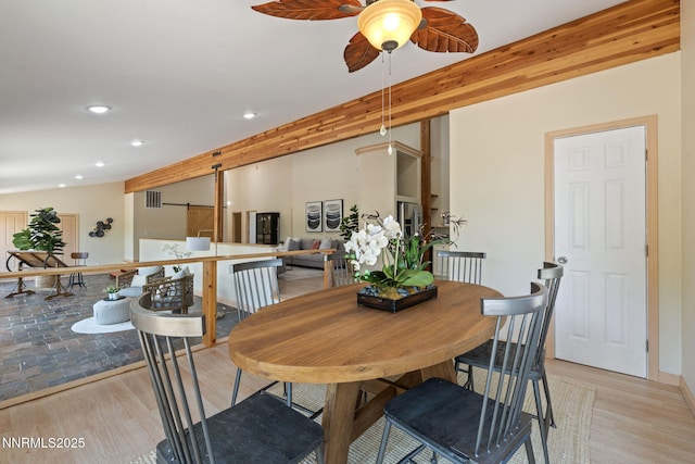 105 Rodeo Dr, Reno, NV 89508 - dining room featuring light wood-style floors, a ceiling fan, and recessed lighting
