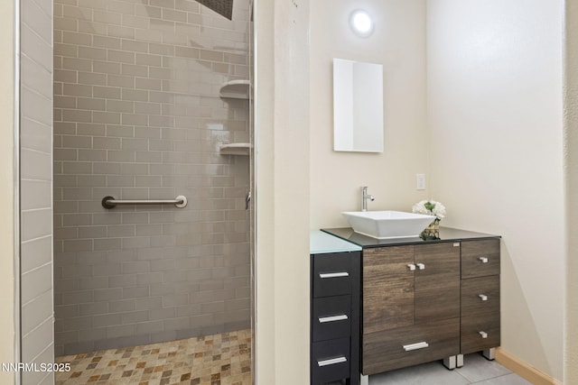 105 Rodeo Dr, Reno, NV 89508 - bathroom with a stall shower, vanity, and tile patterned floors