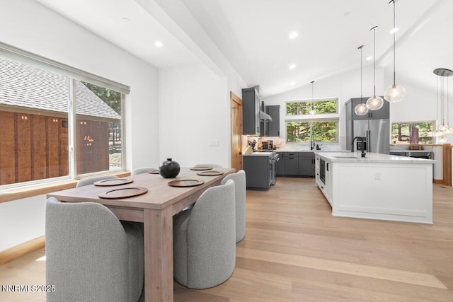 1877 Normuk St, South Lake Tahoe, CA 96150 - dining space with light wood-type flooring and recessed lighting