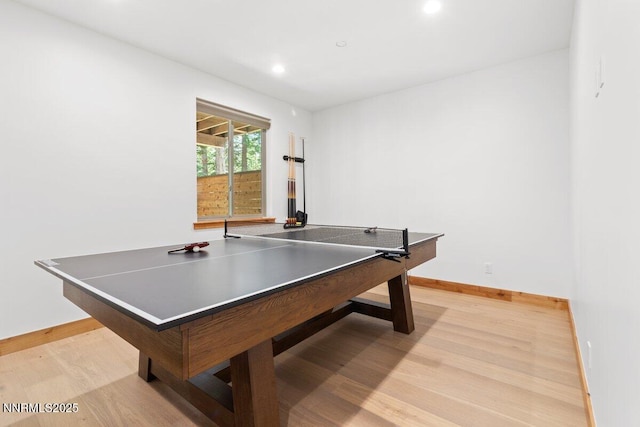 1877 Normuk St, South Lake Tahoe, CA 96150 - rec room with light wood-style floors, baseboards, and recessed lighting
