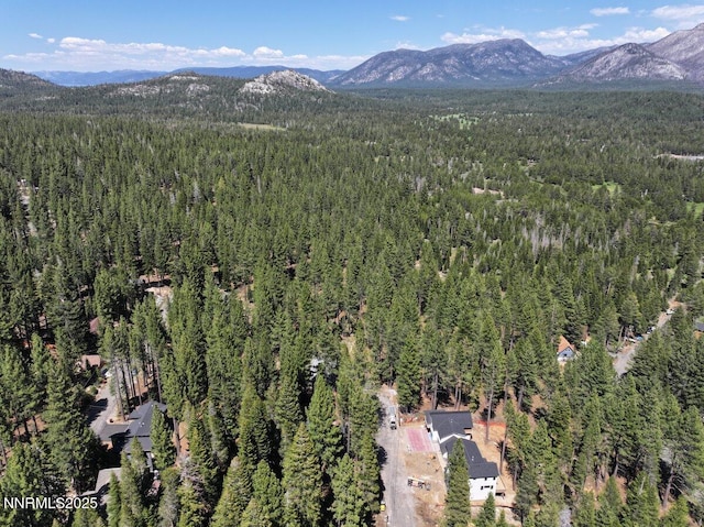 1877 Normuk St, South Lake Tahoe, CA 96150 - aerial view of property and surrounding area with a forest and a mountainous background