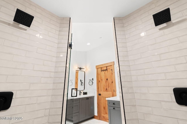 1877 Normuk St, South Lake Tahoe, CA 96150 - bathroom featuring vanity and walk in shower