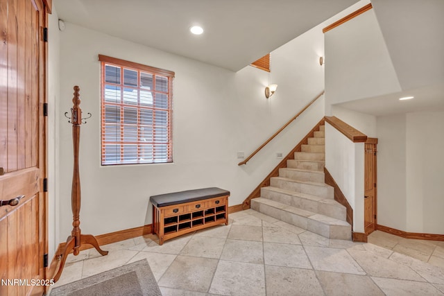 886 Rosewood Cir, Incline Village, NV 89451 - stairway with baseboards, recessed lighting, and stone tile flooring