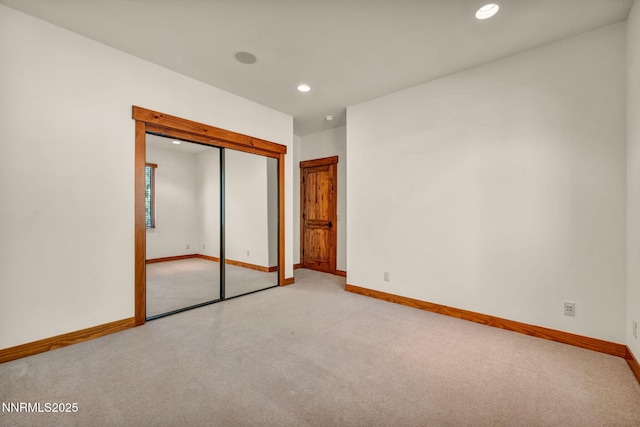 886 Rosewood Cir, Incline Village, NV 89451 - unfurnished bedroom with carpet flooring, baseboards, recessed lighting, and a closet