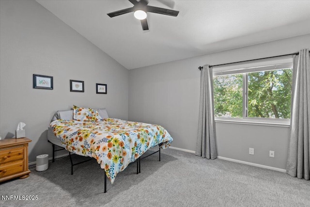 423 Barclay Ct, Reno, NV 89511 - bedroom featuring carpet floors, baseboards, lofted ceiling, and a ceiling fan
