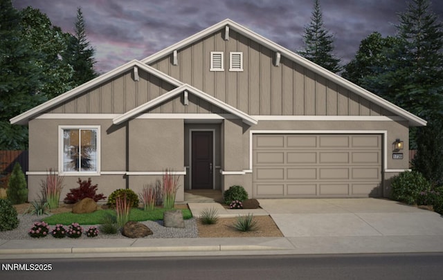 3297 Hadley St Lot 61, Fernley, NV 89408 - view of front of house featuring concrete driveway, board and batten siding, and a garage