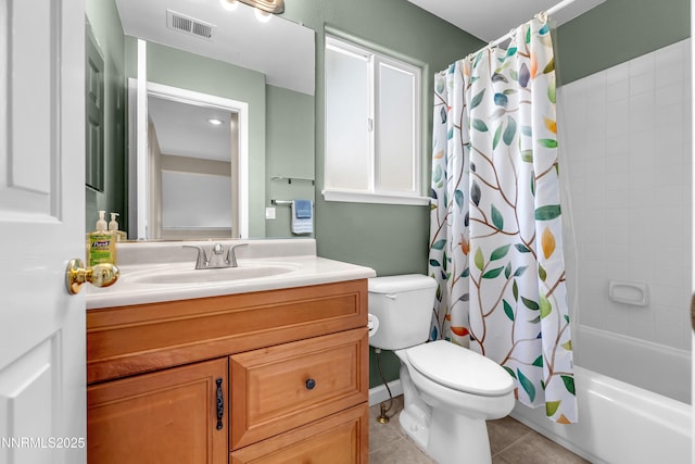 799 Caughlin Gln, Reno, NV 89519 - bathroom with vanity, tile patterned flooring, toilet, and shower / bathtub combination with curtain