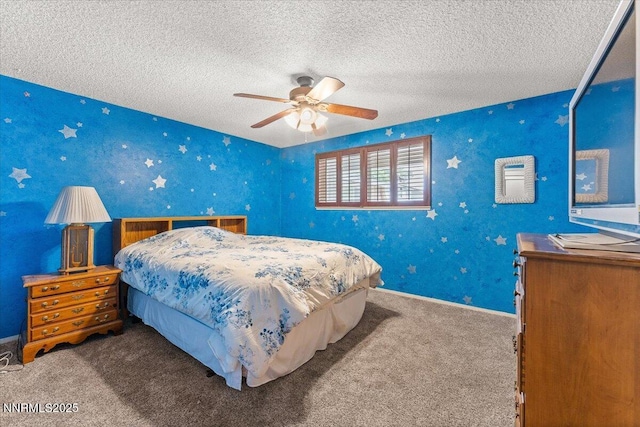 4415 Leche Way, Reno, NV 89502 - bedroom featuring carpet, a textured ceiling, baseboards, and ceiling fan