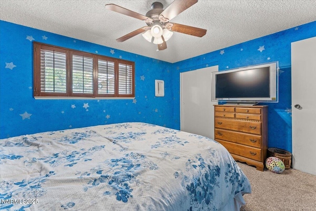 4415 Leche Way, Reno, NV 89502 - carpeted bedroom featuring a textured ceiling and ceiling fan