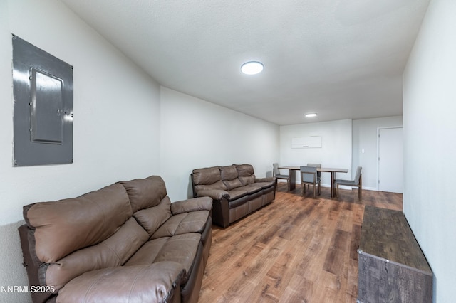 15118 N Timberline Dr, Reno, NV 89511 - living room with electric panel, wood finished floors, and recessed lighting