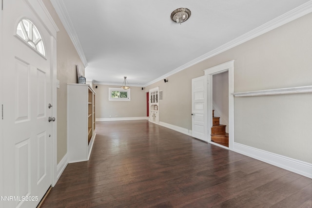 621 9th St, Sparks, NV 89431 - entrance foyer with stairs, dark wood-type flooring, ornamental molding, and baseboards