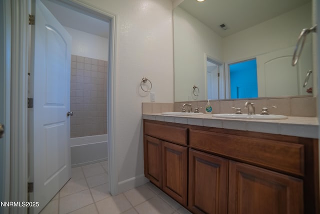 8270 Antler Pointe Ct, Reno, NV 89523 - bathroom featuring double vanity, tile patterned flooring, and shower / washtub combination