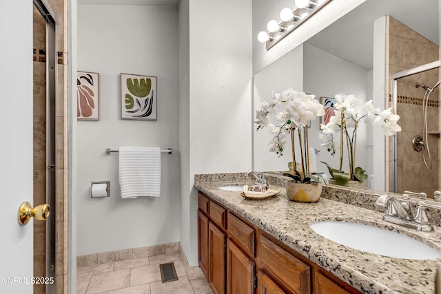 3353 Alpland Ln, Sparks, NV 89434 - full bath featuring double vanity, a stall shower, and tile patterned flooring